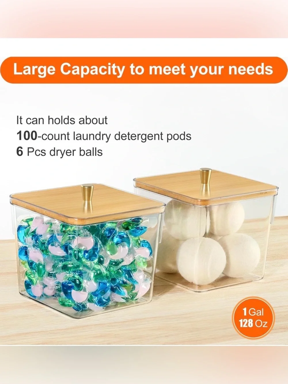 4 Pack Laundry Detergent Container, Clear Laundry Room Organization
